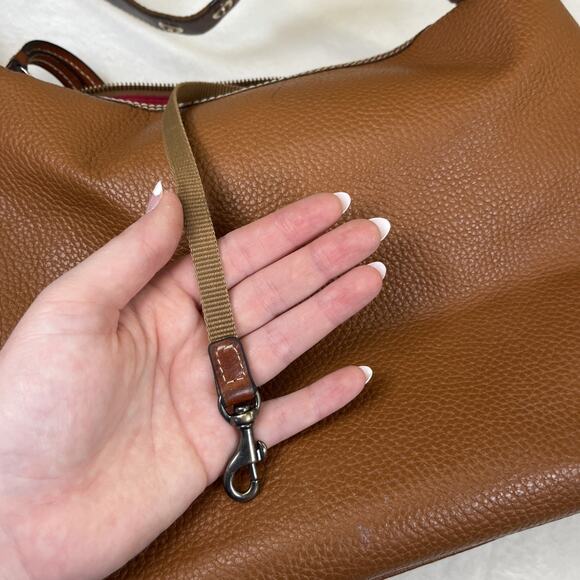 Dooney & Bourke Wexford Hobo Shoulder Bag Large Tan Pebbled Leather & Camel Brwn - Picture 15 of 16